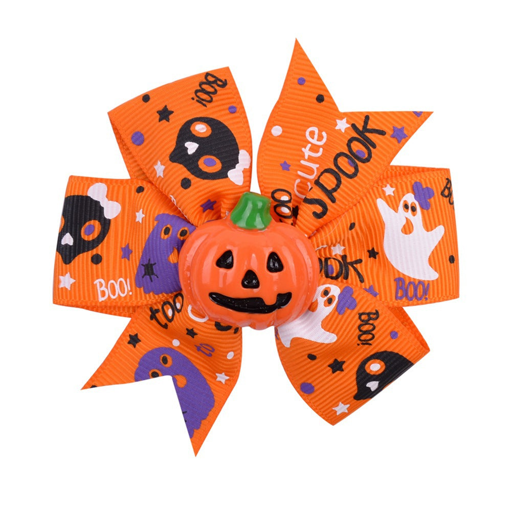 Wholesale Halloween Dress Up Bat Ghost Fabric Kids Hair Clips